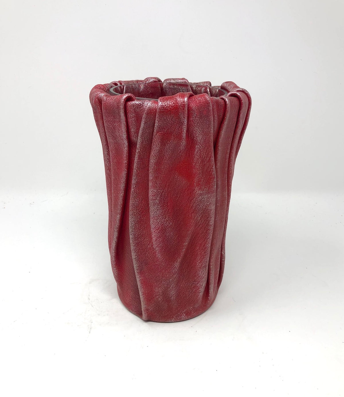 Medium Leather &amp; Glass Vase #3