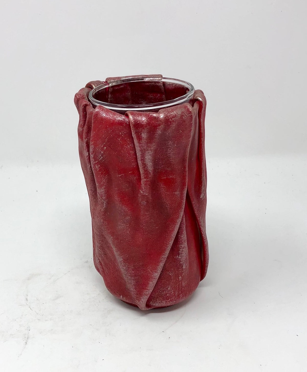 Small Leather &amp; Glass Vase #1