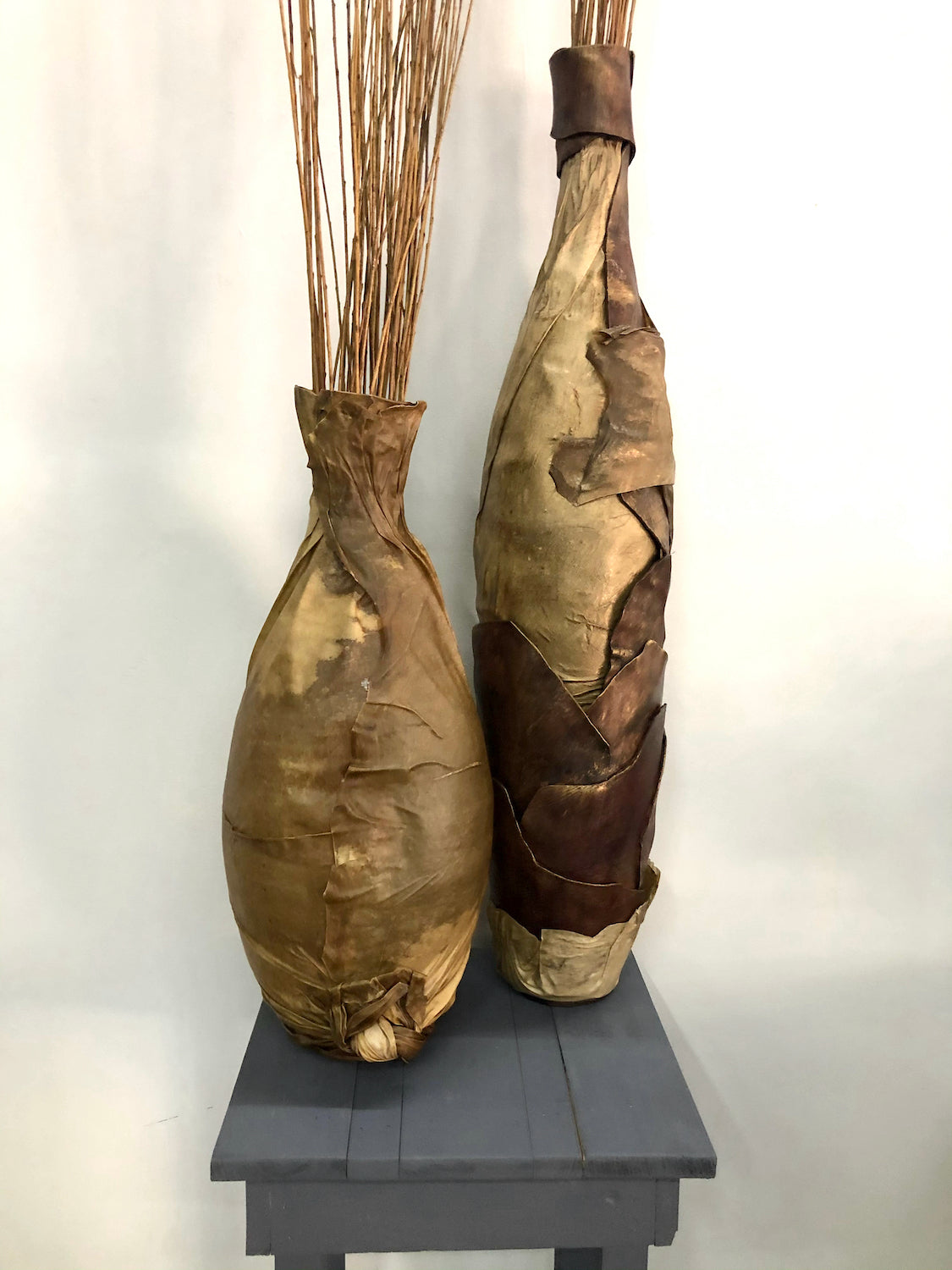 Large Rawhide Vases