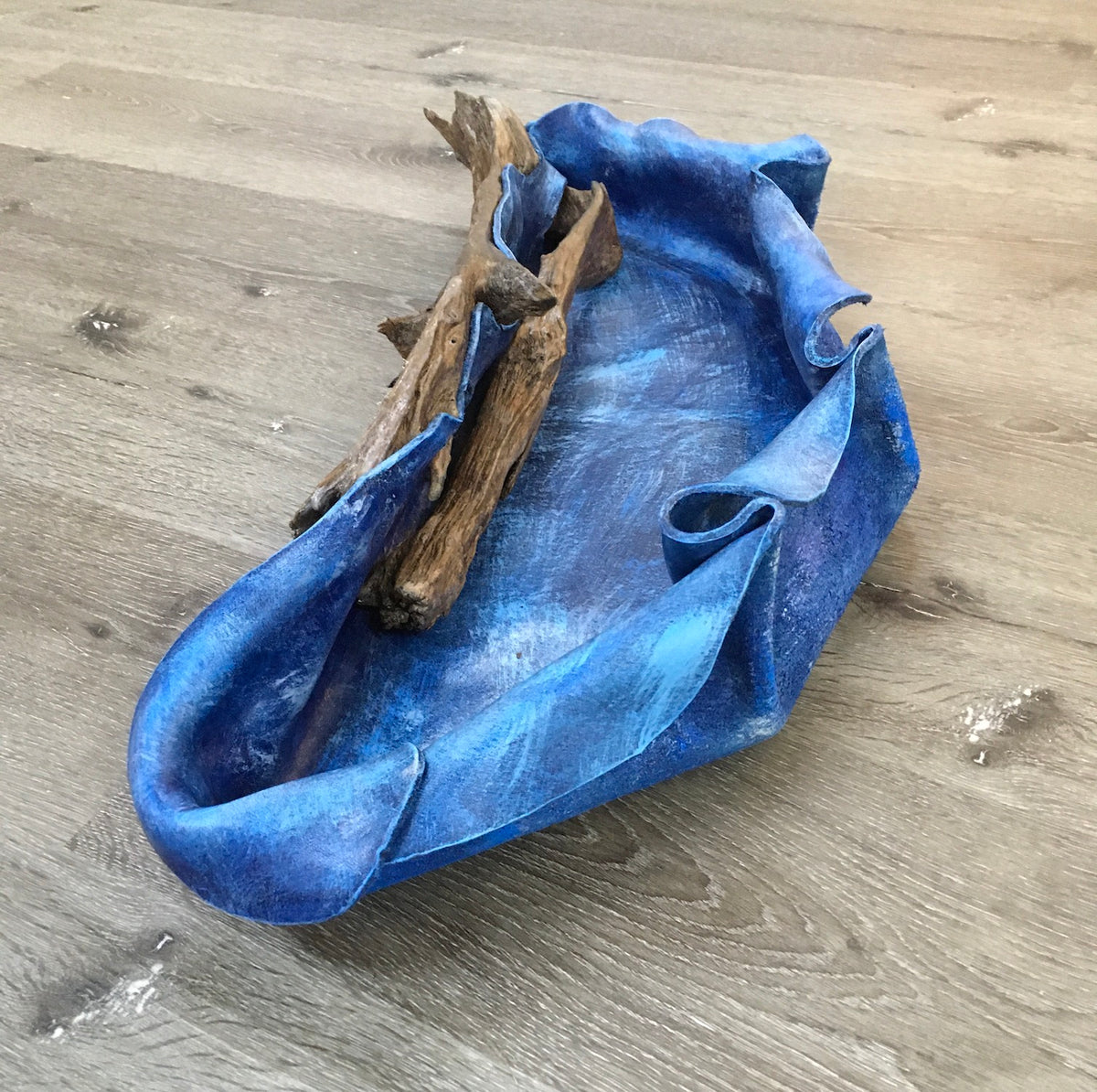 Large Driftwood &amp; Leather Catchall