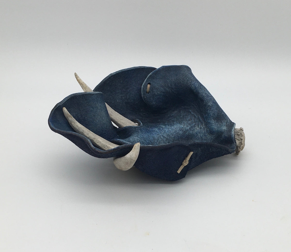 Small Blue Antler/Leather Catchall