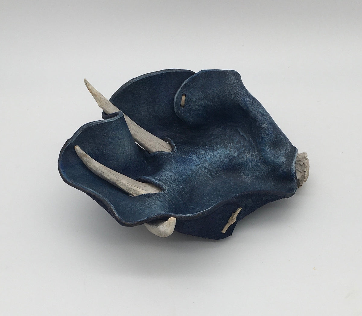 Small Blue Antler/Leather Catchall