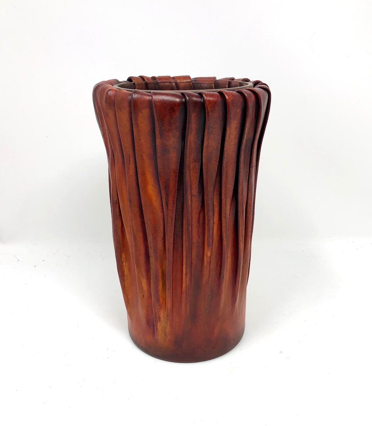 Medium Leather &amp; Glass Vase #2