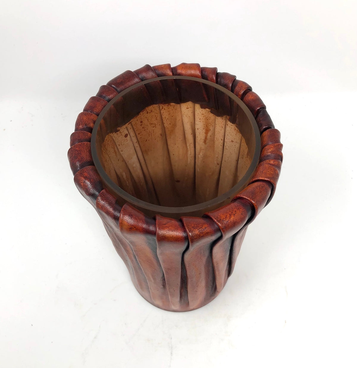 Medium Leather &amp; Glass Vase #2