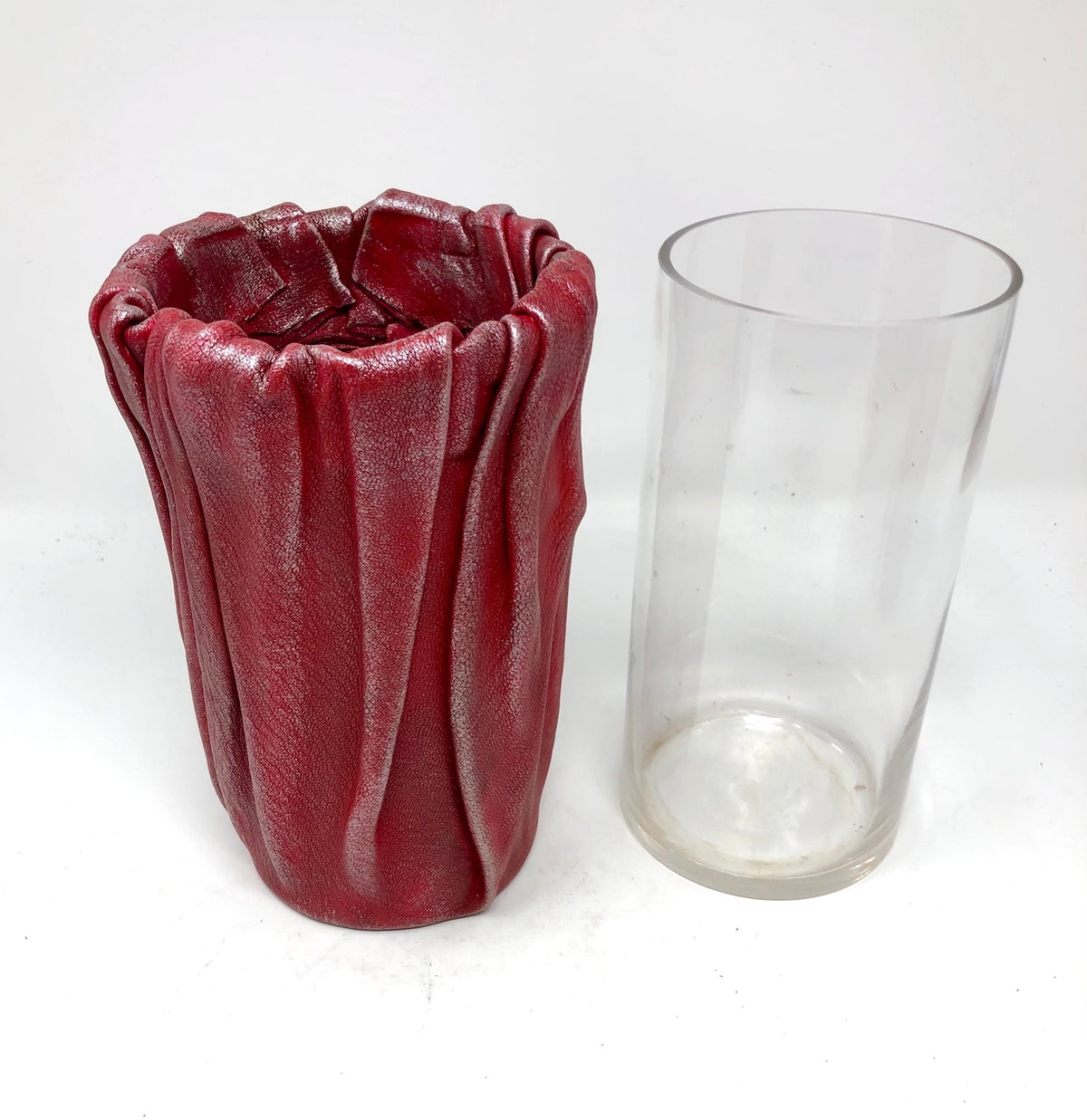 Medium Leather &amp; Glass Vase #3