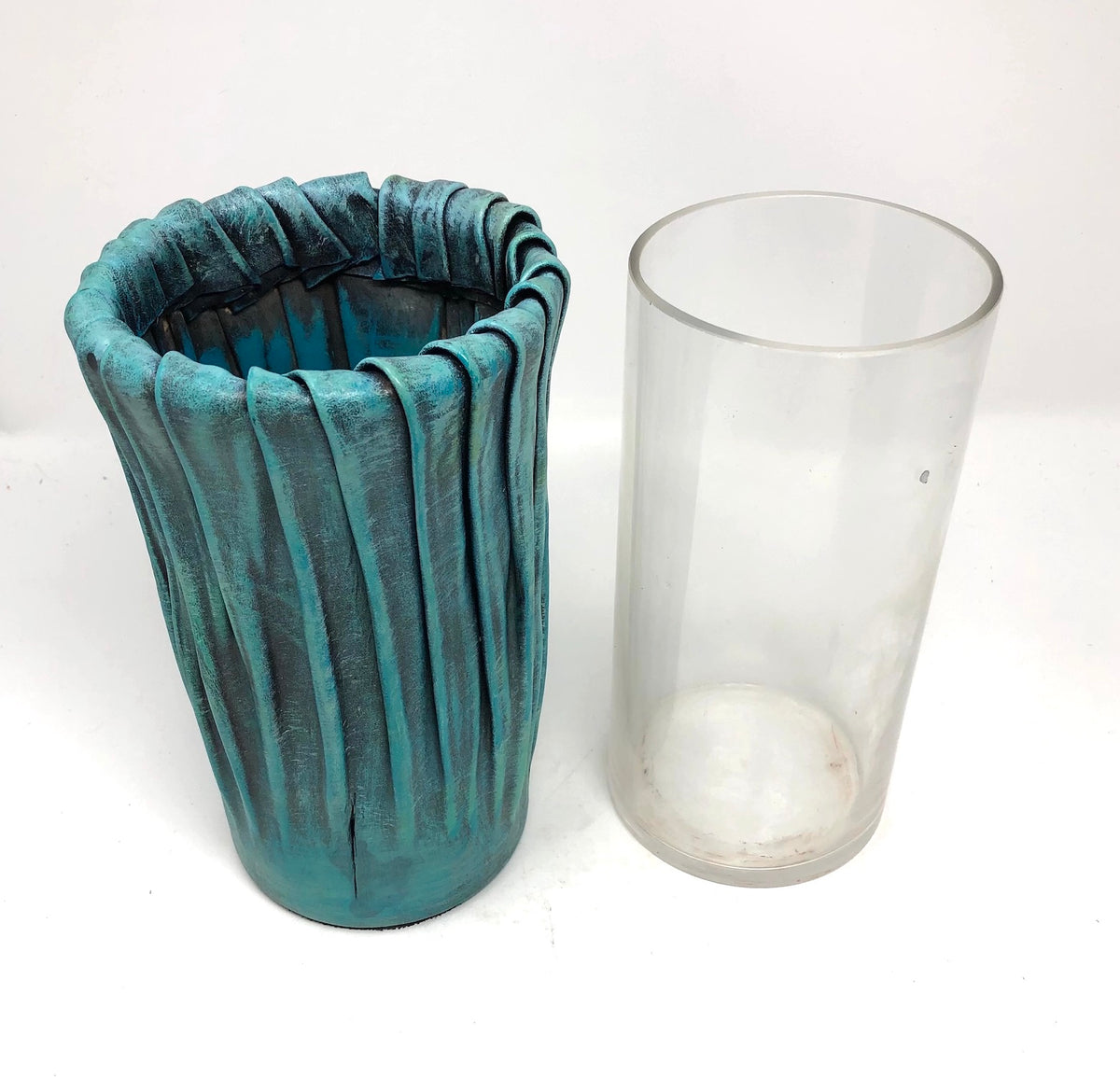 Medium Leather &amp; Glass Vase #1