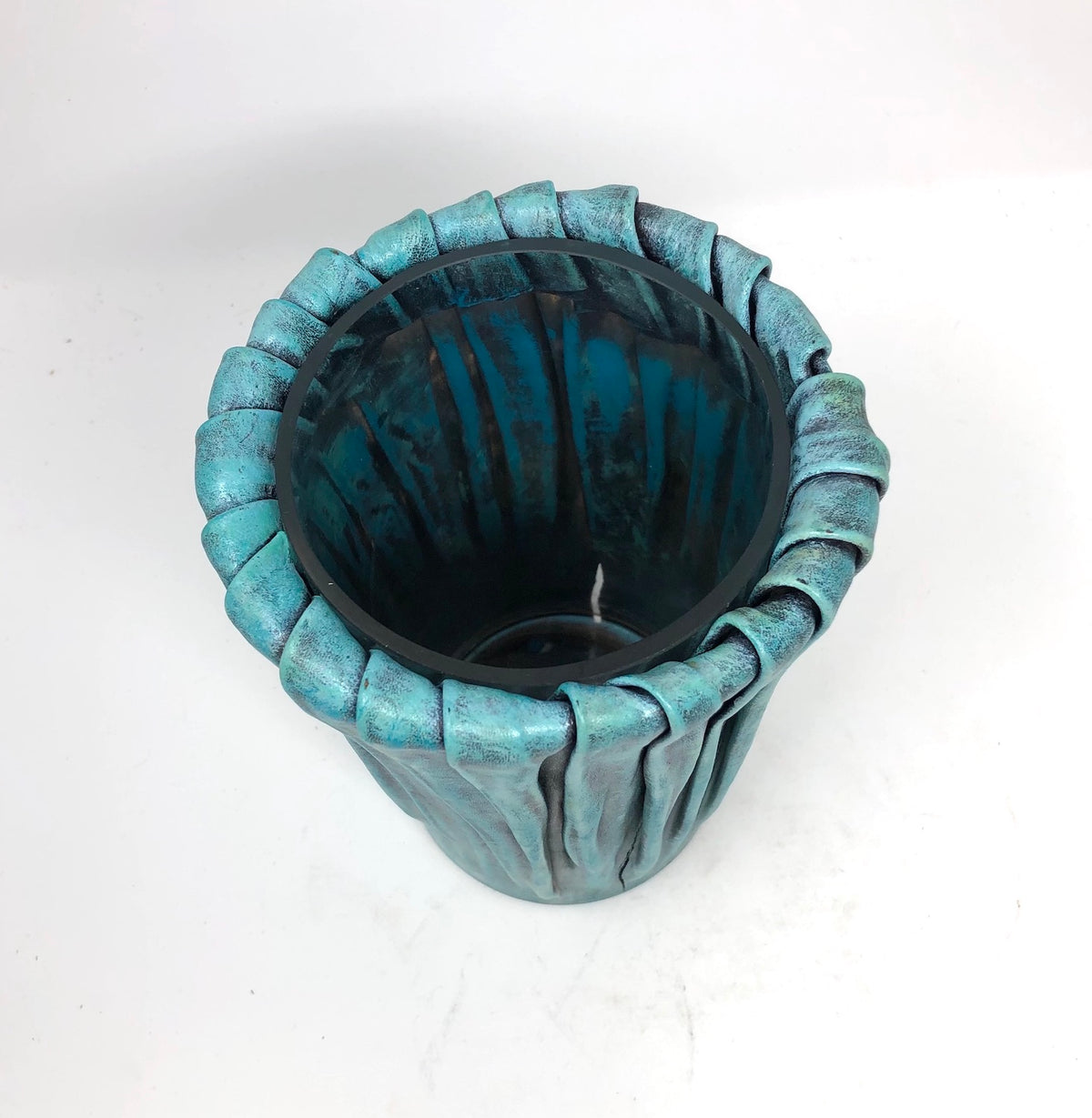 Medium Leather &amp; Glass Vase #1